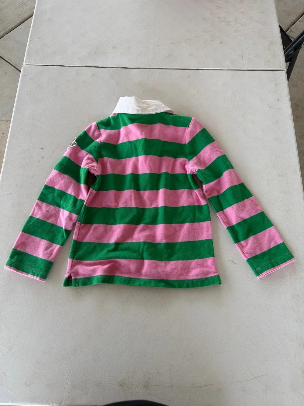 Gymboree Pink & Green Striped Rugby Polo